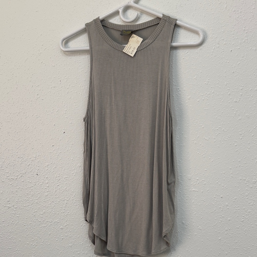 Madeline light gray Ribbed Tank Top